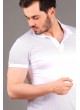 Noktacıklı Polo Yaka Beyaz T-shirt