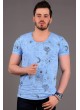 Baskılı Açık Mavi T-shirt