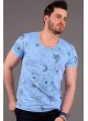 Baskılı Açık Mavi T-shirt