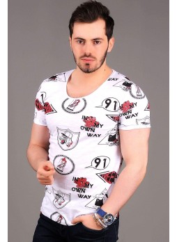 91 Baskılı Beyaz T-shirt