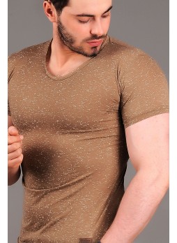 Benekli Açık Kahve T-shirt