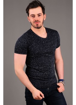 Benekli Lacivert T-shirt