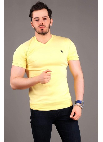 V Yaka Sarı T-shirt