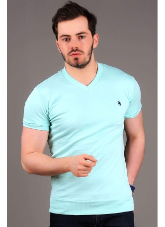 V Yaka Nil Yeşili T-shirt