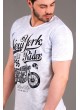 NY Baskılı Açık Mavi T-shirt
