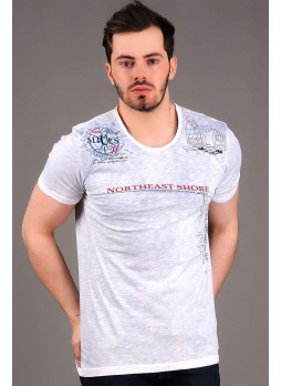 North Baskılı Açık Mavi T-shirt