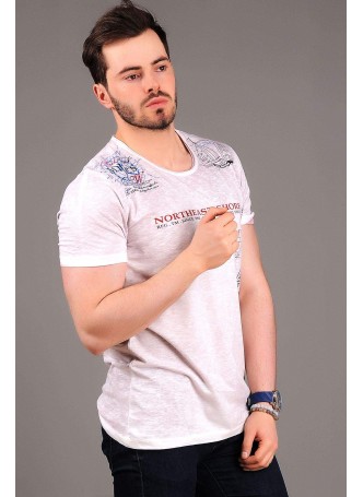 North Baskılı Gül Kurusu T-sihrt