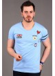 Apoletli Açık Mavi T-shirt