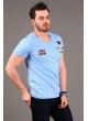 Apoletli Açık Mavi T-shirt