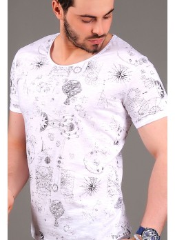 Baskılı Beyaz T-shirt