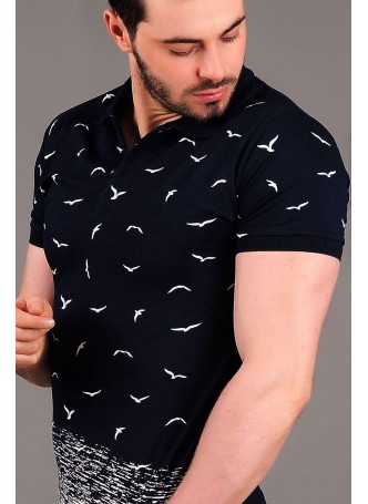 Martılı Polo Yaka Lacivert T-shirt