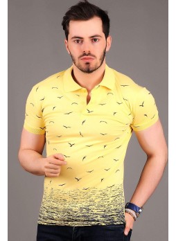 Martılı Polo Yaka Sarı T-shirt