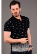 Martılı Polo Yaka Siyah T-shirt