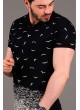 Martılı Polo Yaka Siyah T-shirt