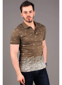 Martılı Polo Yaka Haki T-shirt