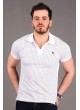 Petek Desen Beyaz Polo Yaka T-shirt