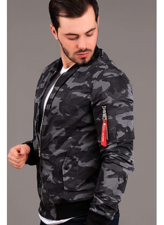 Füme Kamuflaj Bomber Ceket