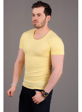U Yaka Basic Sarı T-shirt