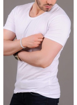 U Yaka Basic Beyaz T-shirt