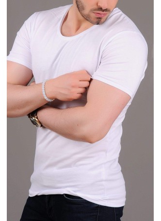 U Yaka Basic Beyaz T-shirt