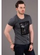 Hood Kabartma Baskı Füme T-shirt