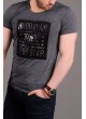Hood Kabartma Baskı Füme T-shirt