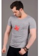 Yaprak Kabartma Gri T-shirt