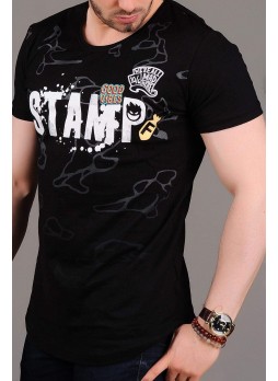 Stamp Baskılı Siyah T-shirt