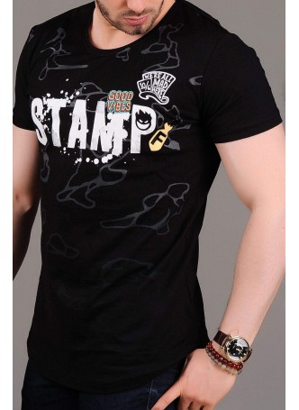 Stamp Baskılı Siyah T-shirt