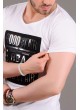Hood Kabartma Baskı Beyaz T-shirt