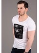 Hood Kabartma Baskı Beyaz T-shirt