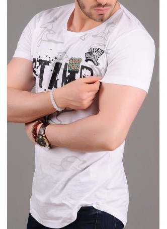 Stamp Baskılı Beyaz T-shirt