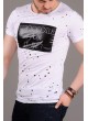 Benekli Baskılı Beyaz T-shirt