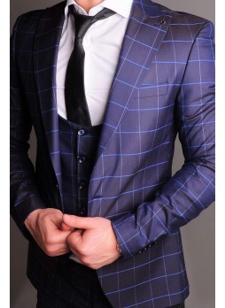 Ekoseli Lacivert Blazer