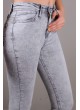 Parçalı Paça Kesik Gri Denim