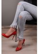 Parçalı Paça Kesik Gri Denim