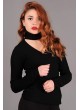 Pencereli Çapraz Yaka Siyah Bluz