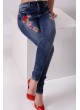İşlemeli Lacivert Denim