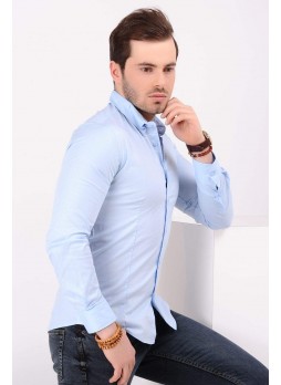 Fit Kesim Buz Mavisi Gömlek 