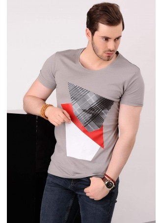 Ön Baskılı Füme T-shirt