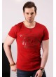 Ön Tırtıklı Baskılı Kırmızı T-shirt