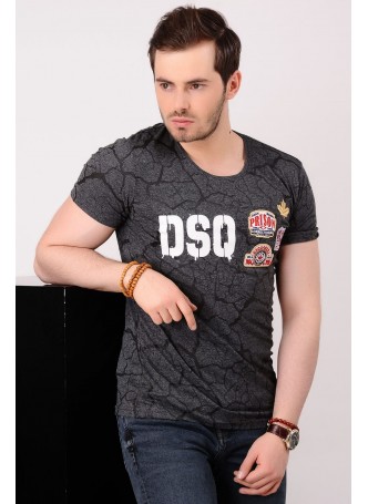 Baskılı Armalı Füme T-shirt