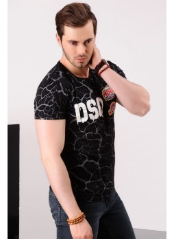 Baskılı Armalı Siyah T-shirt