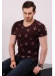 Yıldız Baskılı Kahve T-shirt