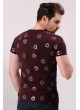 Yıldız Baskılı Kahve T-shirt