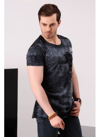 Armalı Desenli Lacivert T-shirt