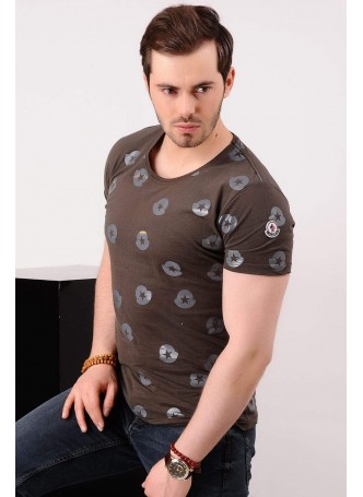 Yıldız Baskılı Haki T-shirt