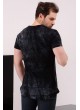 Armalı Desenli Siyah T-shirt