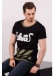 White Baskılı Siyah T-shirt