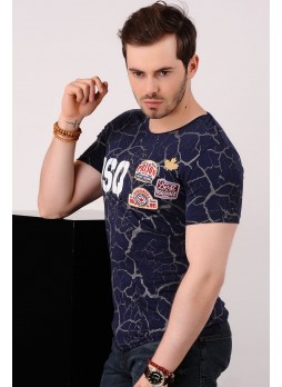 Baskılı Armalı Lacivert T-shirt